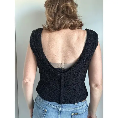 Vintage Beaded Formal Top Size Medium Cocktail Evening wear Holiday Y2K Black