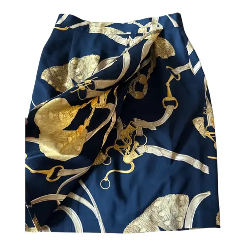 Studio 121 Gold Black Tassel Print Wrap Skirt 80s 90s Size 08