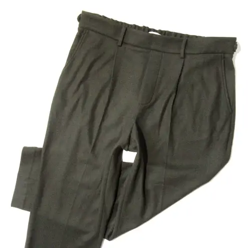 Vince NWT  Pleated Cozy Pull-on in Olive Green Flannel Ankle Crop Pants M $325