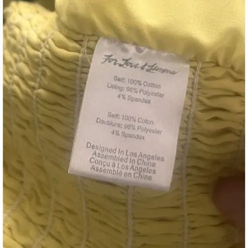 FOR LOVE & LEMONS Picnic Crop Top Sunshine Size XS Eyelet Puff Sleeves Gingham Yellow