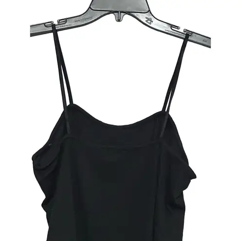 Open Edit Snap One Piece Bodysuit Sleeveless Scoop Neck Black Women's XL New