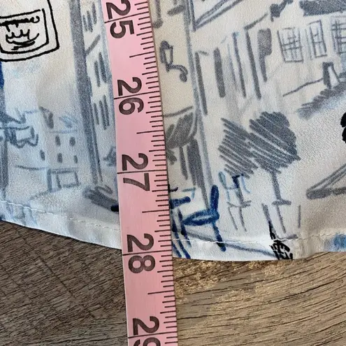 Karl Lagerfeld PARIS Printed Long Roll-Tab Sleeve Collared Button Up Top Small - Image 10