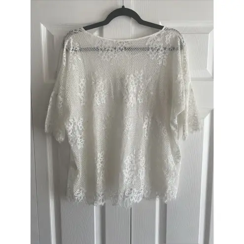 Gold Hawk Womens Small White Lace Top Sheer Etherial