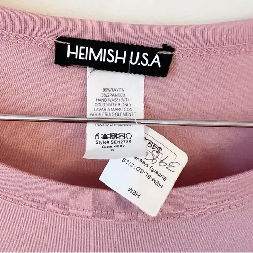 Heimish USA Pink Shirt Dress Pullover Jersey Stretch Ruffle Short Sleeves Small