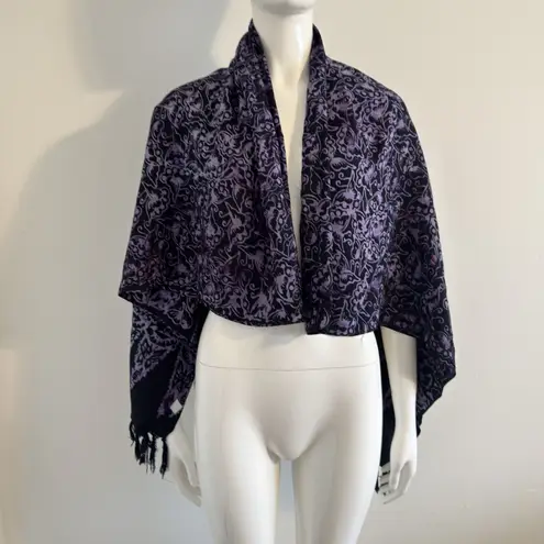 Women’s Shawl or Scarf 100% Rayon Purple and Black Accessory