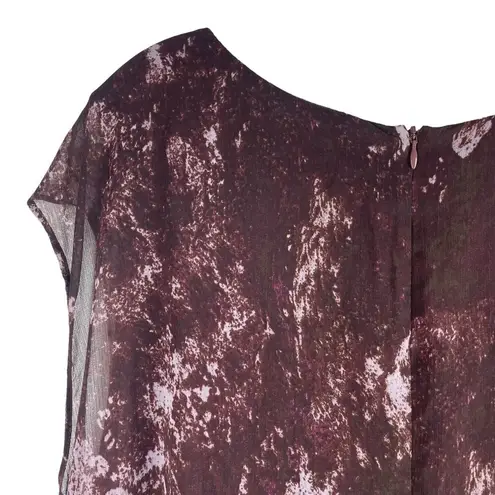 H by Halston  Sleeveless Printed Chiffon Drapey Top Burgundy Size 28W