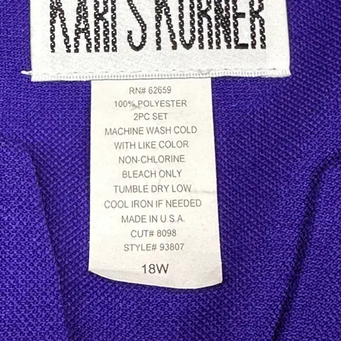 Vintage Karis Korner Blazer Womens 18W Purple Short Sleeve V Neck Button up Top