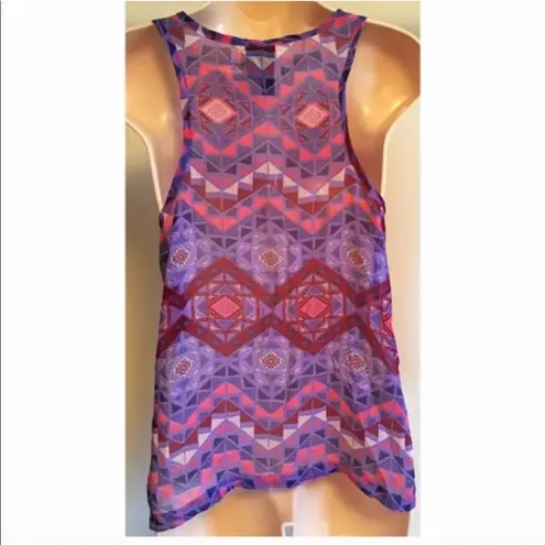 Fun & Flirt π Sheer aztec geometric tank top purple