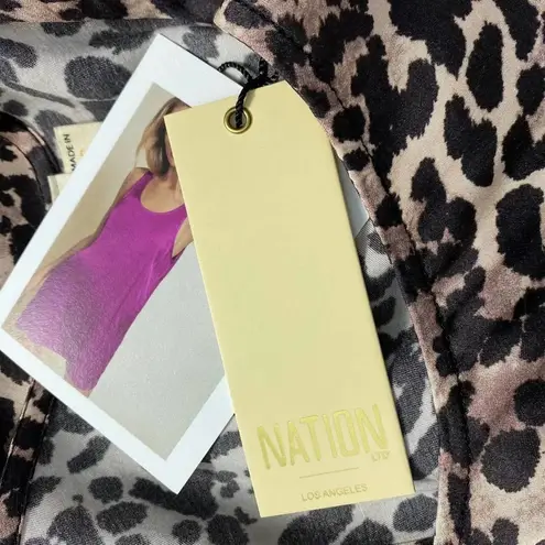 Nation Ltd Paloma Sexy Shift Mini Dress In Brown Leopard Print Size US Small