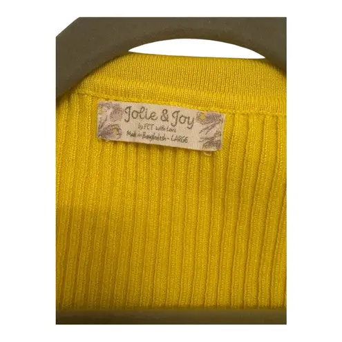 Y2K Style Yellow Ribbed Cropped Sleeveless Polo – Size Large, Preppy Tennis