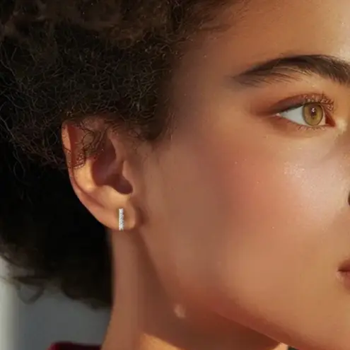 Boutique Sparkling Diamond Bar Stud Earrings | 14k White Gold over Sterling Silver