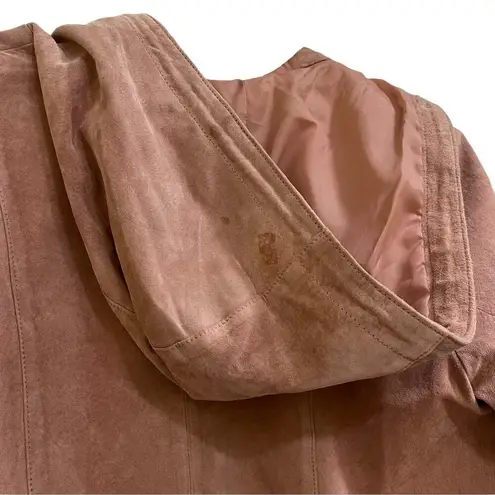 wilson's leather Vintage 80s pink suede leather hooded bomber jacket pants suit