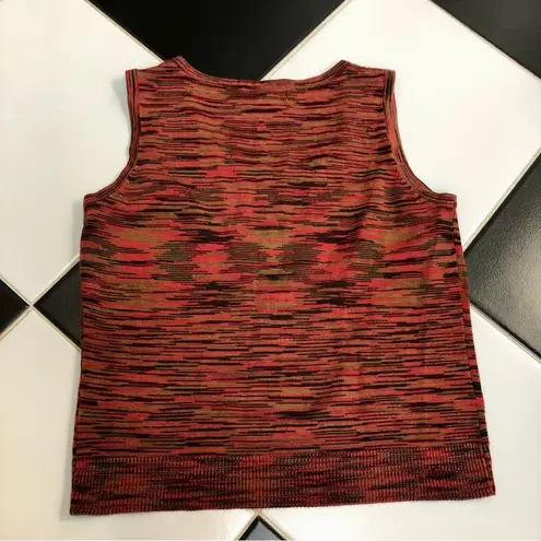 JM Collection Vintage  Sleeveless Tank Top Sweater Red Spacedye Earth tones sz S