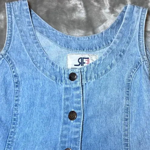 Rafaella Jeans Denim Dress Women Small Blue Vintage Y2K Button Front Sleeveless