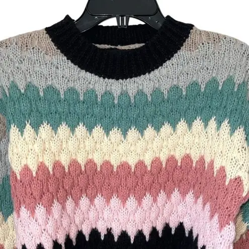 Strut & Bolt Womens Honeycomb Striped Pullover Sweater Gray Blue Size Small