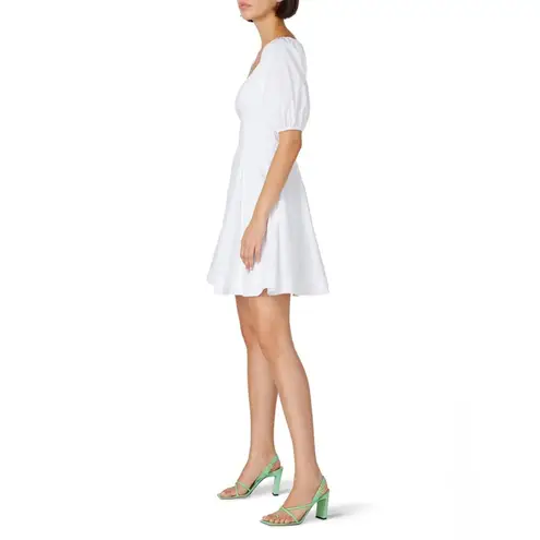 STAUD Laeila White Fit & Flare Short Puff Sleeves Mini Dress 10