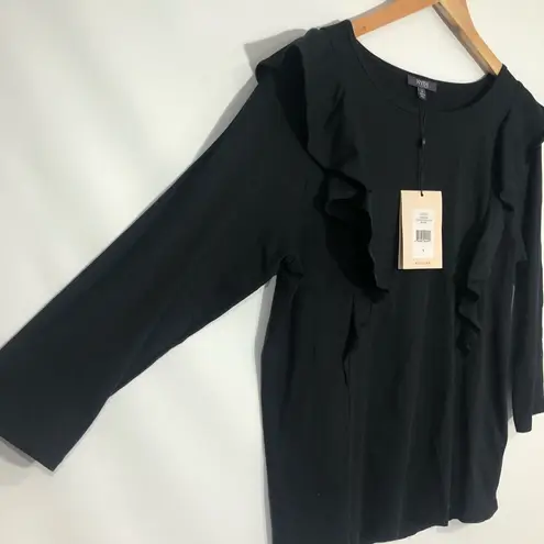 NYDJ Flounce Sleeve Tee Black Size Small