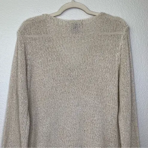 BCBGMAXAZRIA  Cream Open Knit V-neck Sweater