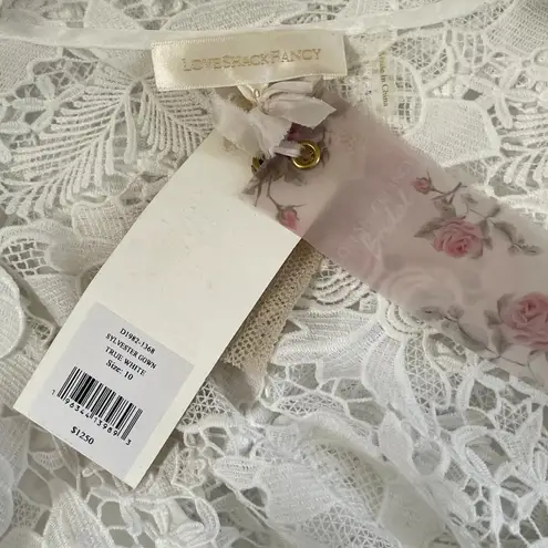 Love Shack Fancy  Sylvester Gown 3D Floral Applique Lace White Maxi Dress Size 10 L