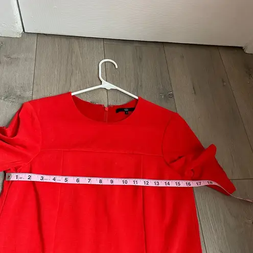 Tibi Red Orange Short Sleeve Shirt Shift Mini Dress