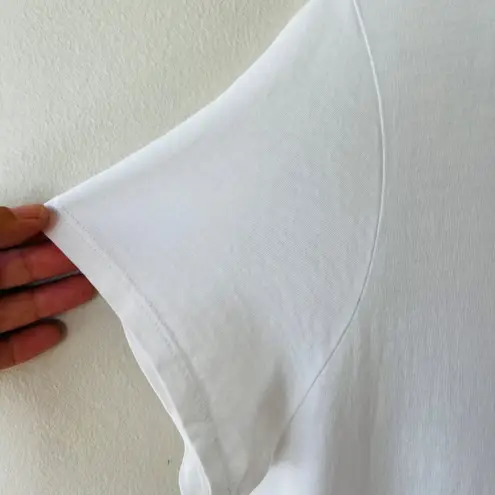 Pure Jill Sz S Oversized Scoop Neck Elliptical Tee Shirt Pullover Blouse Tunic White