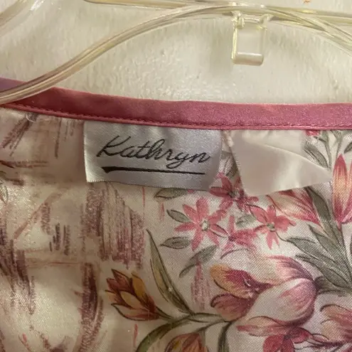 Vintage Kathryn Sleep Shirt Dress Pink Floral Pink Floral L Large Bust 40”
