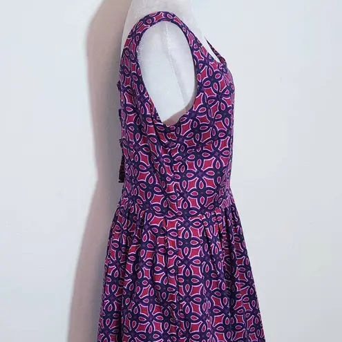 Taylor Burgundy Print Fit and Flare Dress Size 12 Wedding Guest Dress Purple