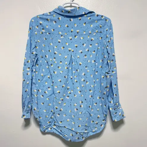 Velvet Heart Blue Poppy Print Buttondown Top