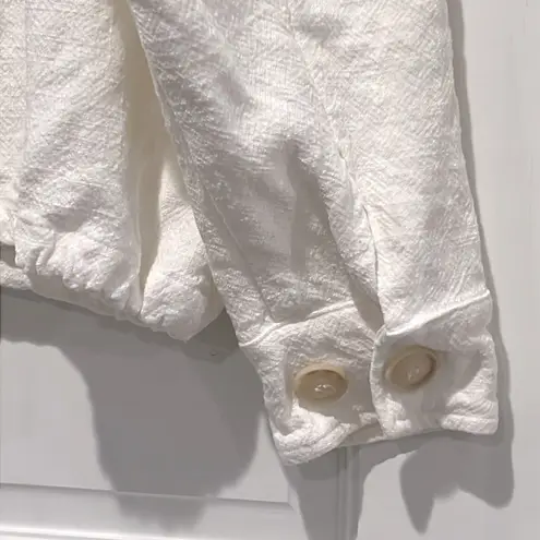 BLANK NYC  Linen Utility Jacket Lightweight Medium Cream White Button Front - Image 7