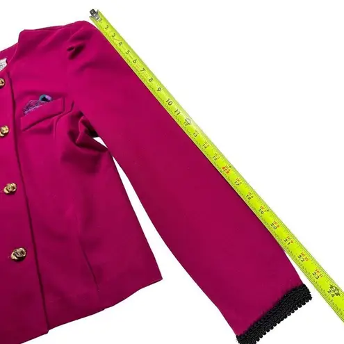 Vintage Manikin Fusia Double Breasted Crewneck Blazer Size 4 Red Size M