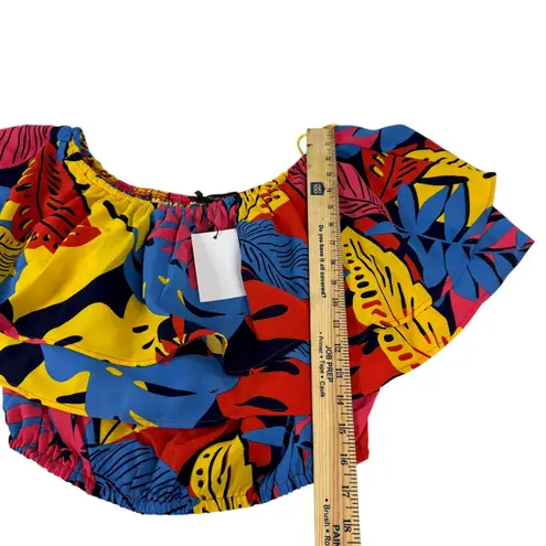 Sugarlips Tropical Layered Crop Top NWT Women’s XS Off Shoulder Ruffle Blouse Red