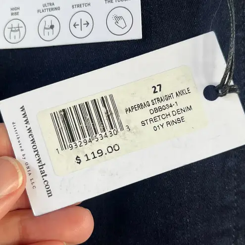 We Wore What Paperbag Straight Ankle Jeans Dark Wash Size 27. NEW