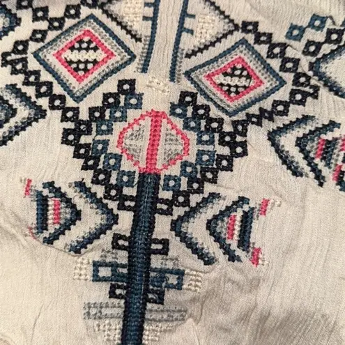 Raga Aztec Boho Crinkle Multi Colored Embroidered Spaghetti Strap Cami Anthro M