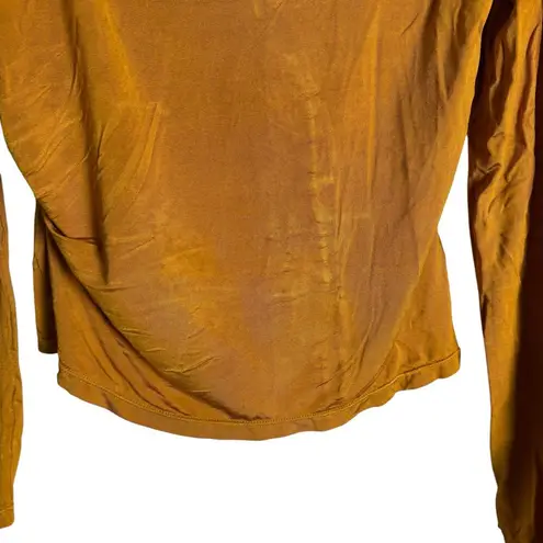 Lapointe Jersey Ruched Mustard Yellow Long Sleeve Asymmetric Top Size 10