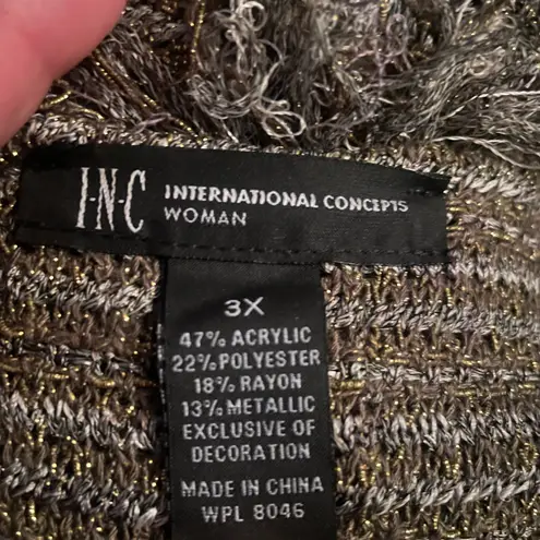 INC Metallic Lace Up Boucle Blazer