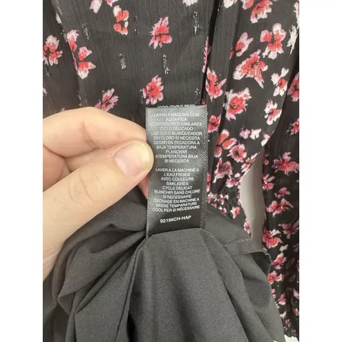 Charles Henry Midi Dress Women Small Black Pink Peasant Prairie Cottage Boho