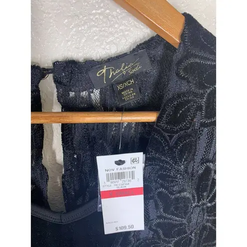 Thalia Sodi Thalia Soda XS Black Jumpsuit Floral Velvet Lace Wide Leg