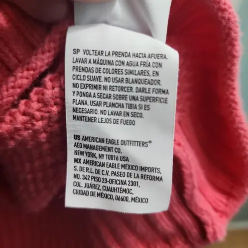 American Eagle Womens Waffle Knit Henley Top Size M Pink Coral Button Front Pink