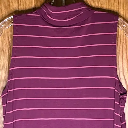 Garnet Hill Mock Neck Sleeveless A-Line Split Hem Stripe Tunic Top Size Medium