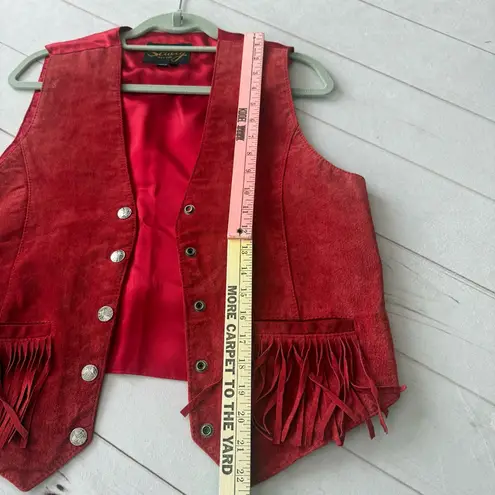 Scullly Red Genuine Leather Fringe Vest Coachella, Cowgirl, Rodeo Women’s 10