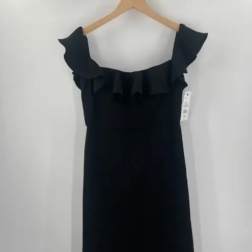 MSK Dress Size Small Maxi Formal Gown Black Evening Off the Shoulder Ruffle Prom