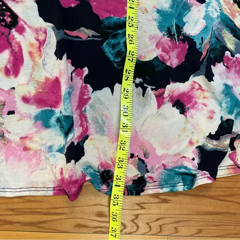 Acting Pro Watercolor A Line Floral Mini Dress Pockets Criss Cross V