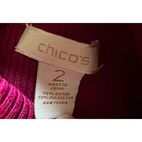 Chico's  Sweater Womens Size Medium Cranberry Turtleneck Pullover Long Sleeve CM47