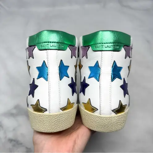 Saint Laurent NEW Star Leather Court Classic SL06 Metallic High Top Sneaker 37