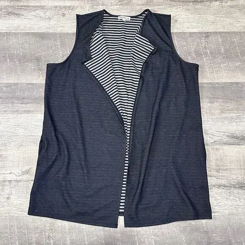 Jones Wear Open Front Cardigan Vest Womens 3X Navy Blue Draped Tunic Pockets