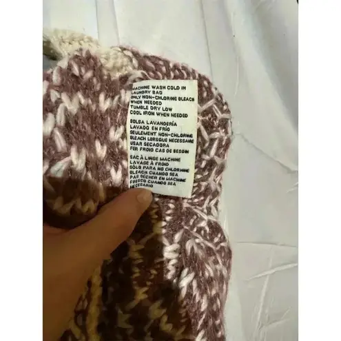 Simply Noelle Multicolor Crochet Chunky Knit Cape Poncho Sweater Button Collar