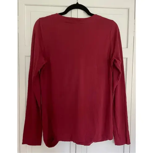 Garnet Hill cotton wine collared ruffle blouse large