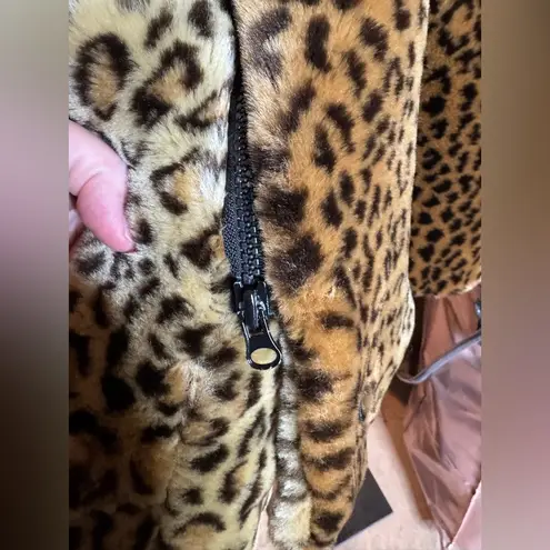 Dennis Basso Faux Leopard Fur Hooded Coat Zip Front Size 3X 26/28