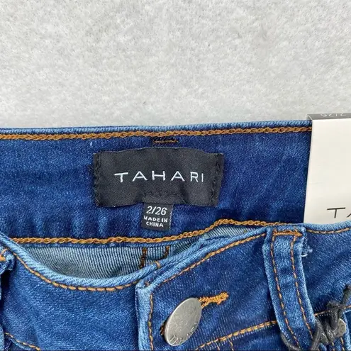 Tahari Mid Rise Button Fly Skinny Leg Crop Jean