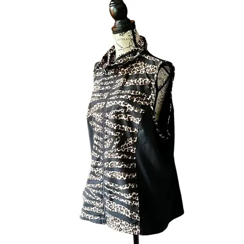 Chico's Weekends Vest Sz 3 XL Animal Print Zip Up Sleeveless Jacket SATIN